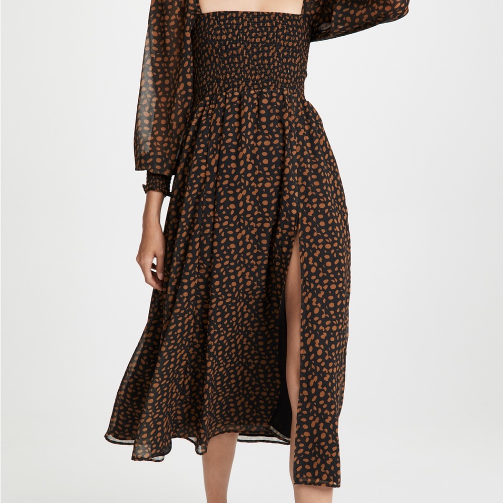 Chic Long Sleeve Black and Brown Dress